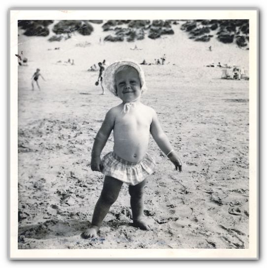 SJ on beach in Cornwall 1969